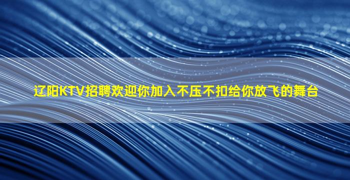 辽阳KTV招聘欢迎你加入不压不扣给你放飞的舞台